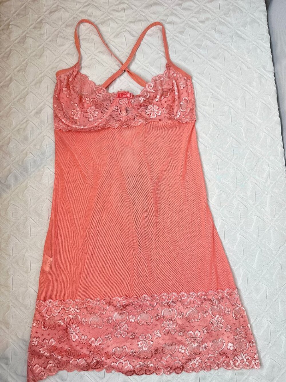 Vintage Shirley of Hollywood Sheer Babydoll Chemise LARGE Y2K Coquette Romantic